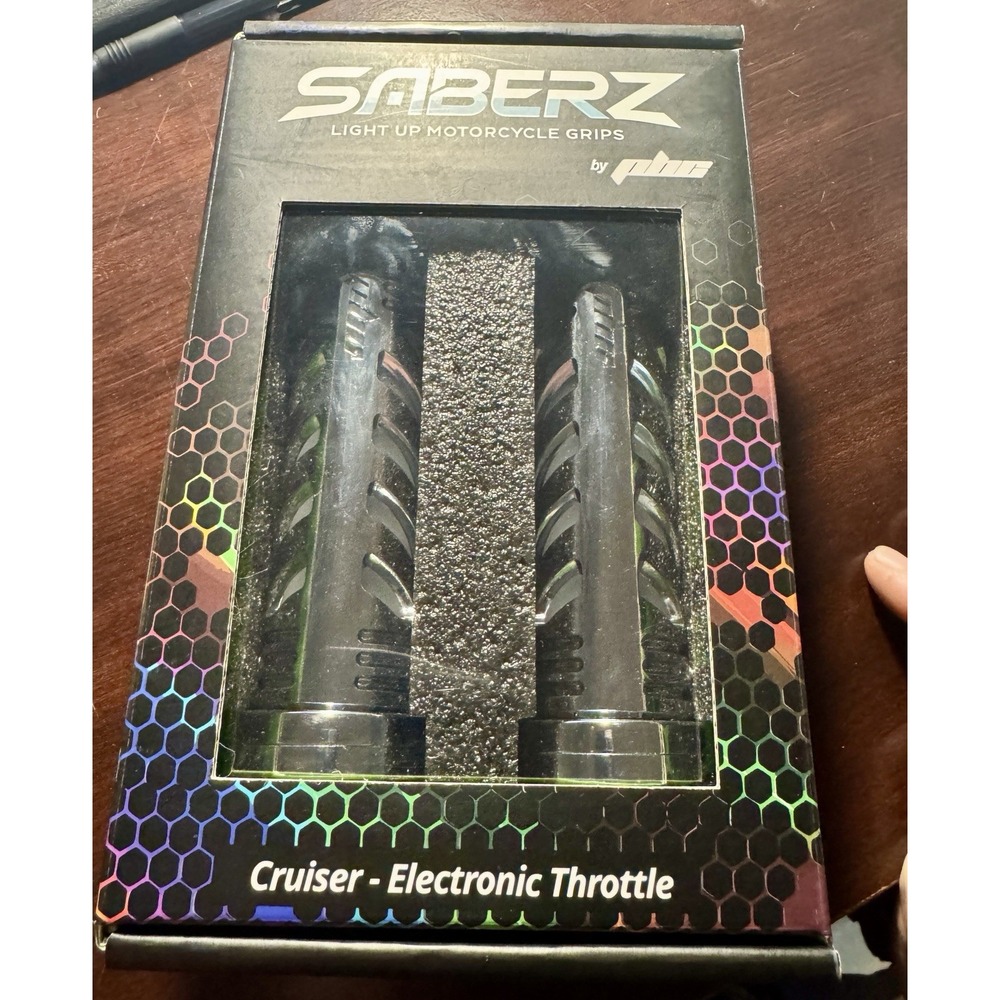 Saberz Multi-Color RGB LED Motorcycle Grips (Chrome) - New in Box